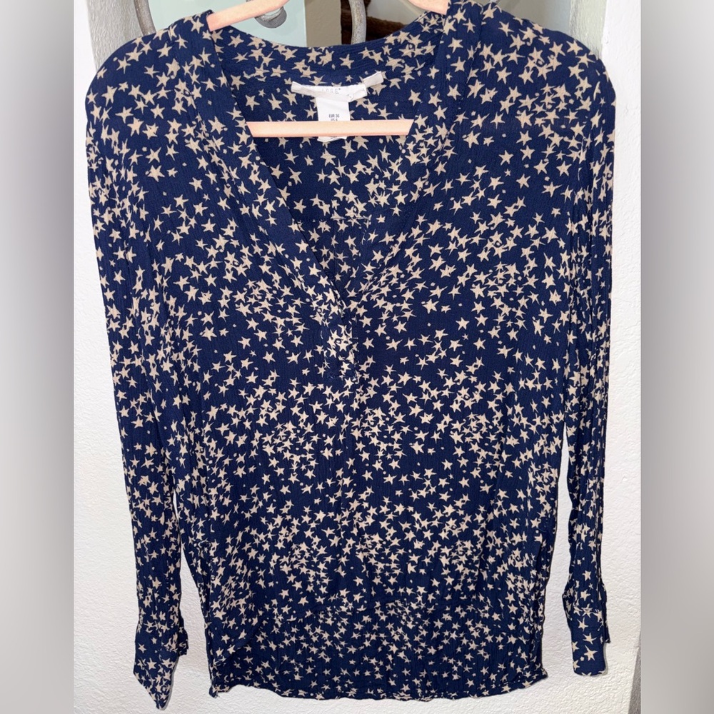 H&M Navy Star Pattern Blouse